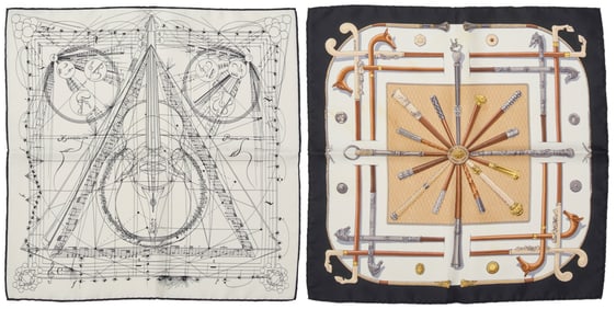 Hermes: Two Silk Gavroche Neck Scarves 45