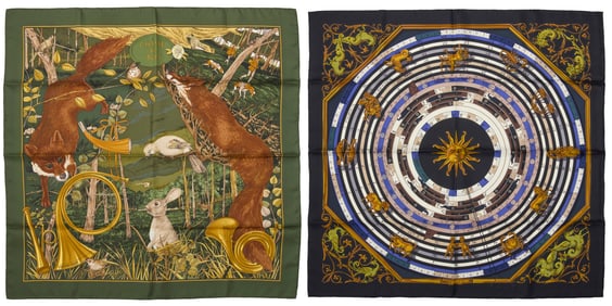 Hermes: Two Silk Scarves 90
