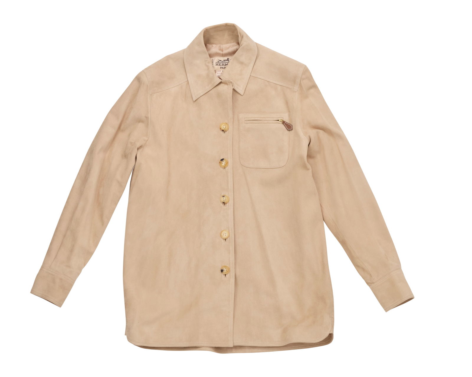 Hermes: A Vintage Beige Chevre Suede Chemise Jacket (1 of 3)