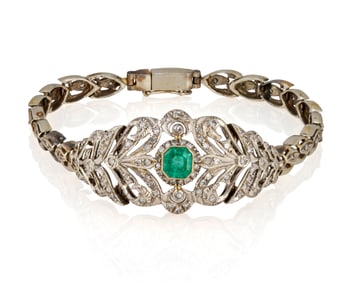 A White Gold, Emerald and Diamond Bracelet