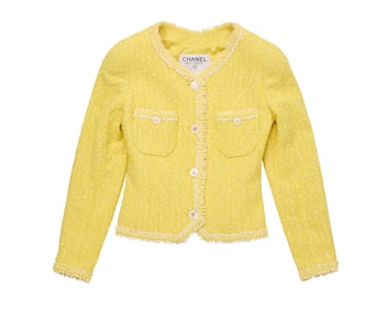 CHANEL: A Vintage Boutique Yellow Boucle Tweed Jacket