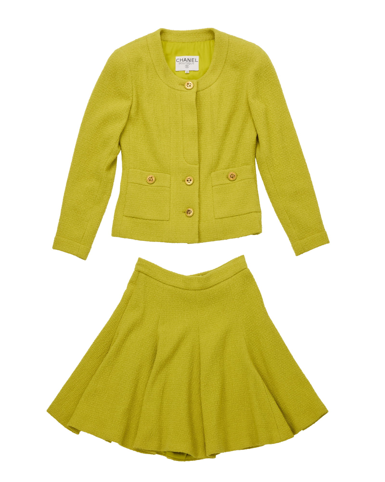 CHANEL: A Vintage Boutique Lime Green Wool Skirt Suit (1 of 3)