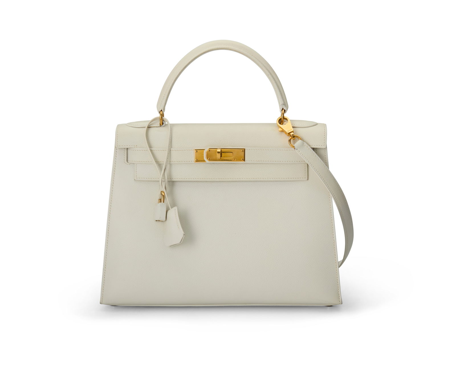 Hermes: A Vintage White Clemence Kelly Sellier 32 Bag (1 of 14)
