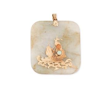 A Gold and Jade Pendant