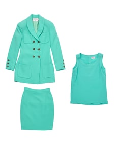 CHANEL: A Vintage Boutique Aquamarine Skirt Suit Ensemble
