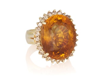 A 14K Gold and Citrine Ring