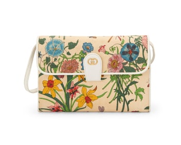 Gucci: A Small Flora Canvas Shoulder Clutch Bag