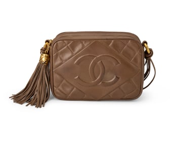 CHANEL: A Vintage CC Cocoa Brown Matelasse Leather Camera Bag