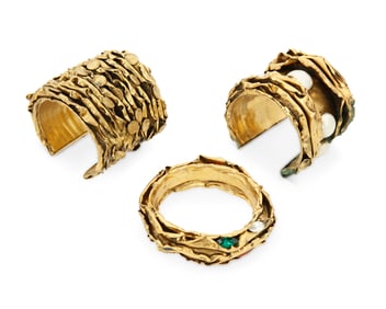 Three Vintage Mixed Metal Cuff Bracelets