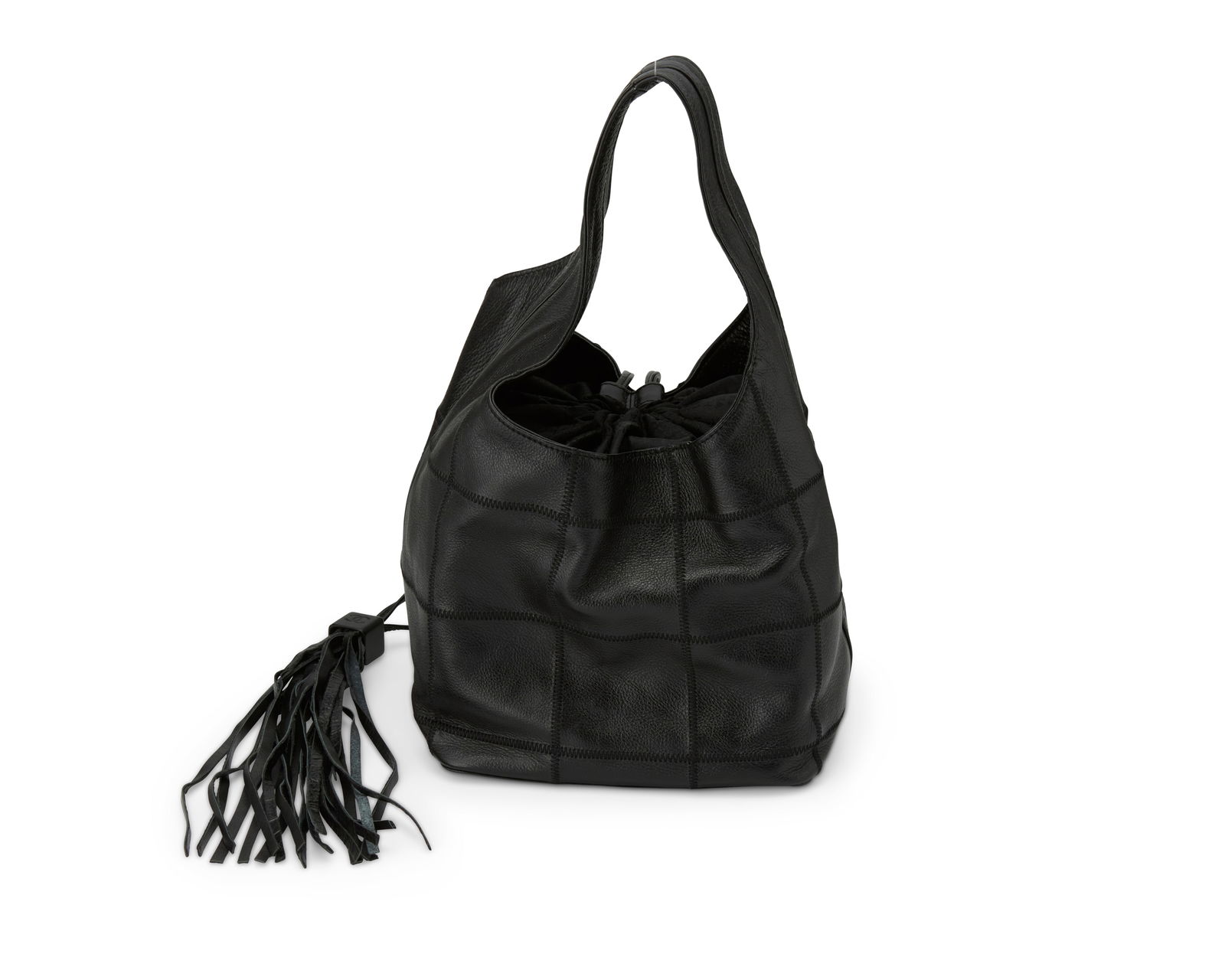 CHANEL: A Small Black Quilted Leather Square Hobo Bag (1 of 6)