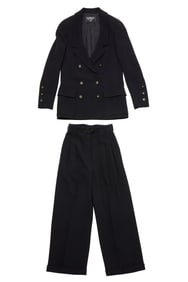 CHANEL: A Vintage Boutique Black Wool Pant Suit