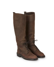 CHANEL: A Pair of Vintage CC Brown Leather Riding Boots