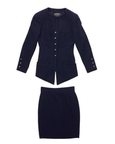 CHANEL: A Vintage Boutique Navy Blue Skirt Suit