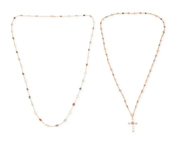Two Gold, Gem-Set and Diamond Necklaces