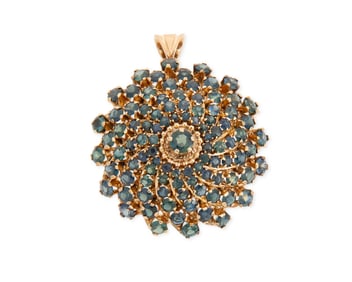 A 14K Gold and Sapphire Pendant/Brooch