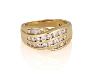 A 14K Gold and Diamond Ring