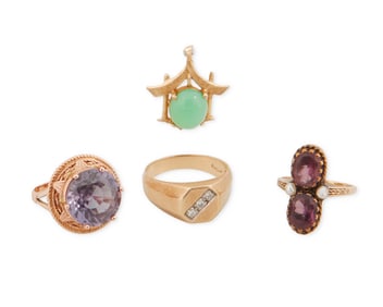 A Group of Gold and Gem-Set Jewelry