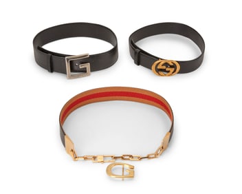 Gucci: A Group of Vintage Belts & Buckle