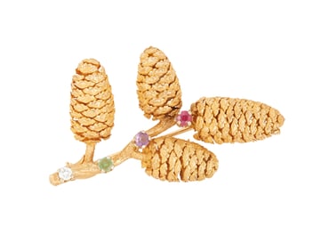 A Gold and Gem-Set Brooch
