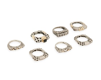 Dian Malouf: A Group of DLM Sterling Silver Rings