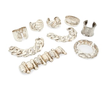 A Large Group of Vintage Sterling Silver Bracelets including Tiffany & Co.
