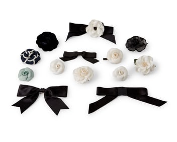 CHANEL: A Group of Vintage Floral Brooches and Hair Ornaments