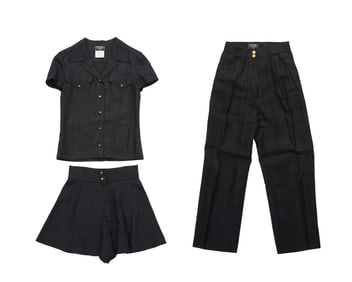CHANEL: A Group of Ladies' Black Linen Separates