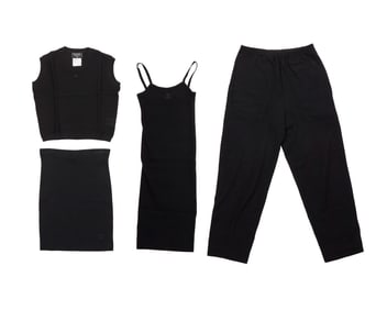 CHANEL: A Group of Ladies' Vintage Black Knitwear Separates