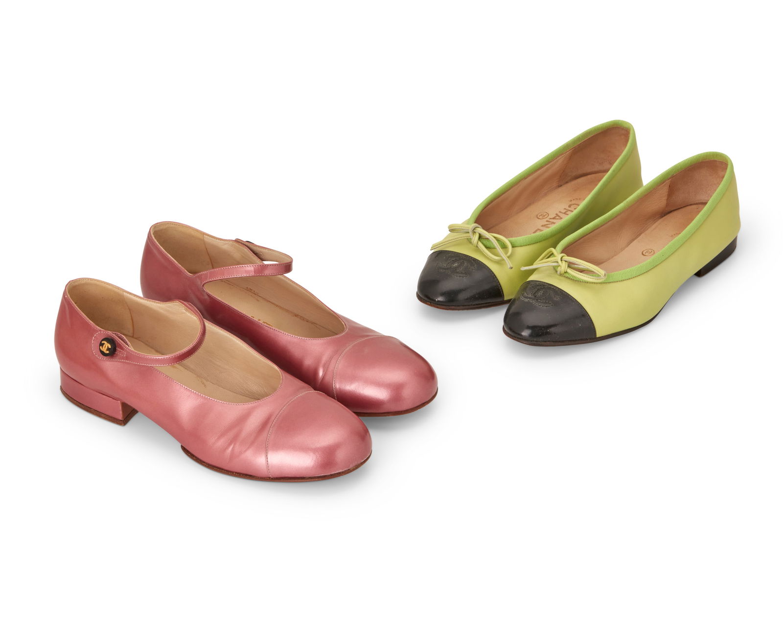 CHANEL: Two Pairs of Vintage Leather Flat Shoes (1 of 7)