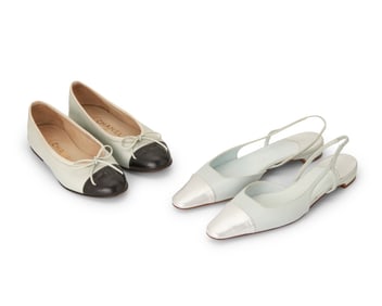 CHANEL: Two Pairs of Pale Blue Vintage Leather Shoes