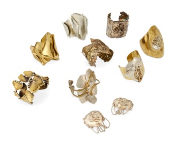 A Group of Brutalist-style Mixed Metal Jewelry