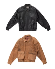 Two Vintage Men's Exotic Leather Bomber Jackets