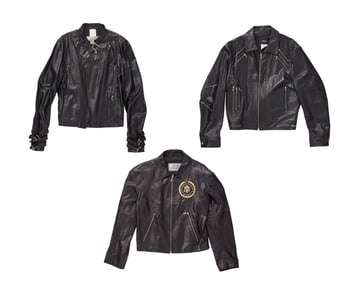 Versace: A Group of Vintage Men's Black Leather Jackets