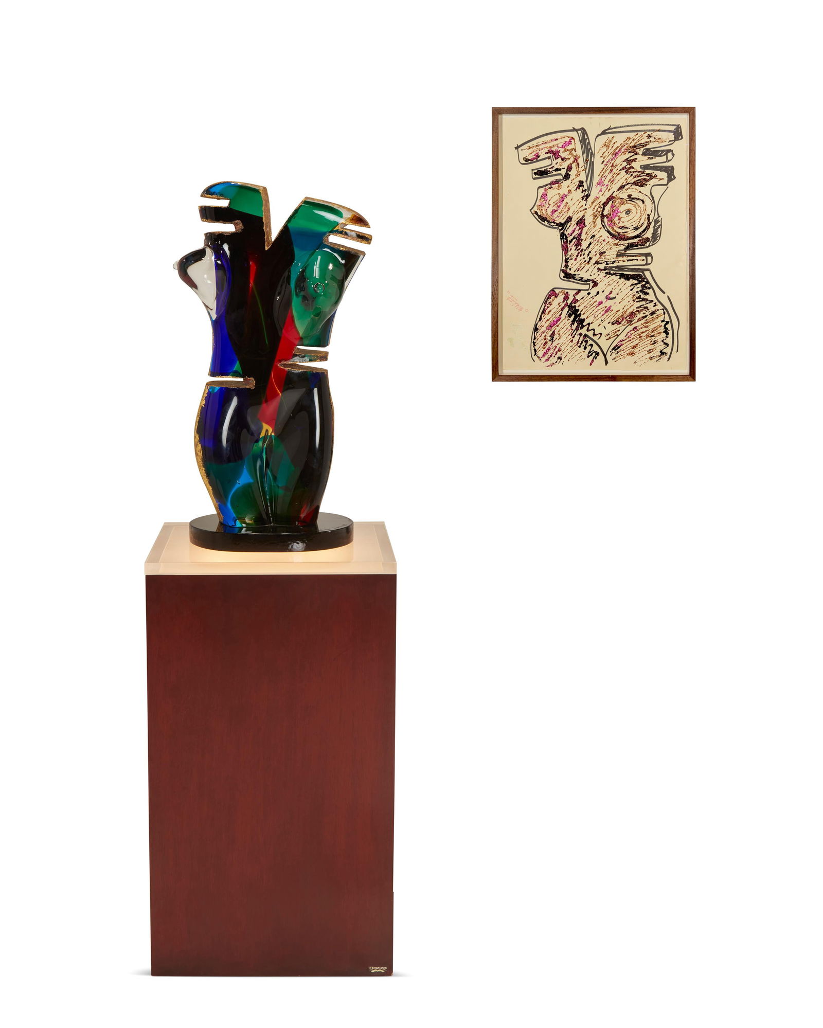 Lidia Biagioni (b. 20th century), "Etna," 2000 and Silvano Signoretto (b. 1951), A Murano art glass (1 of 15)
