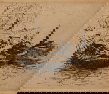 Armin Carl Hansen (1886-1957), ''Fisher Boats," 1923: Armin Carl Hansen (1886-1957) ''Fisher Boats," 1923 Etching on wove paper From the edition of unknown size Signed and titled in pencil in the lower margin: Armin Hansen; with the printed signature