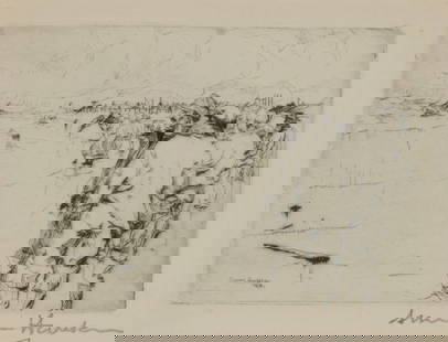 Armin Carl Hansen (1886-1957), "Storm," 1922: Armin Carl Hansen (1886-1957) "Storm," 1922 Drypoint on white wove paper From the edition of unknown size Signed in pencil in the lower margin: Armin Hansen; with the printed signature and date in