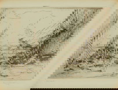 Armin Carl Hansen (1886-1957), "Shipyard No. II," 1916: Armin Carl Hansen (1886-1957) "Shipyard No. II," 1916 Etching on wove paper From the edition of unknown size Signed and titled in pencil in the lower margin: Armin Hansen; with the printed signature
