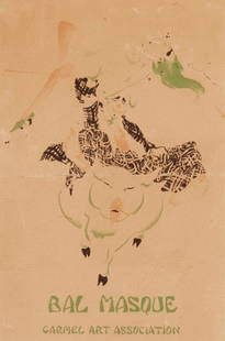 After Paul Whitman (1897-1950), "Bal Masque," invitation cover, circa 1935: After Paul Whitman (1897-1950) "Bal Masque," invitation cover, circa 1935 Screenprint on cream-colored paper From the edition of unknown size Appears unsigned; Carmel Art Association,