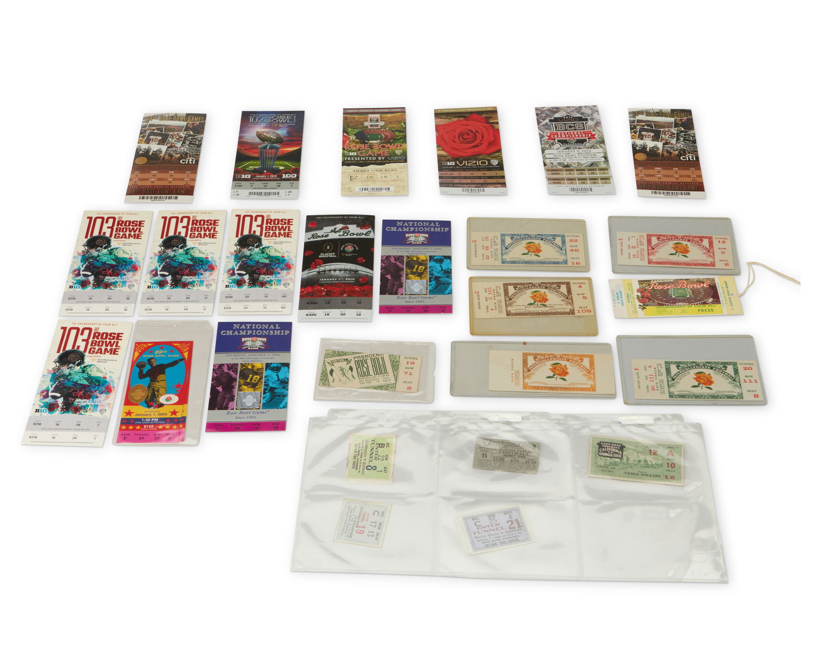 A collection of Pasadena Rose Bowl tickets (1 of 12)