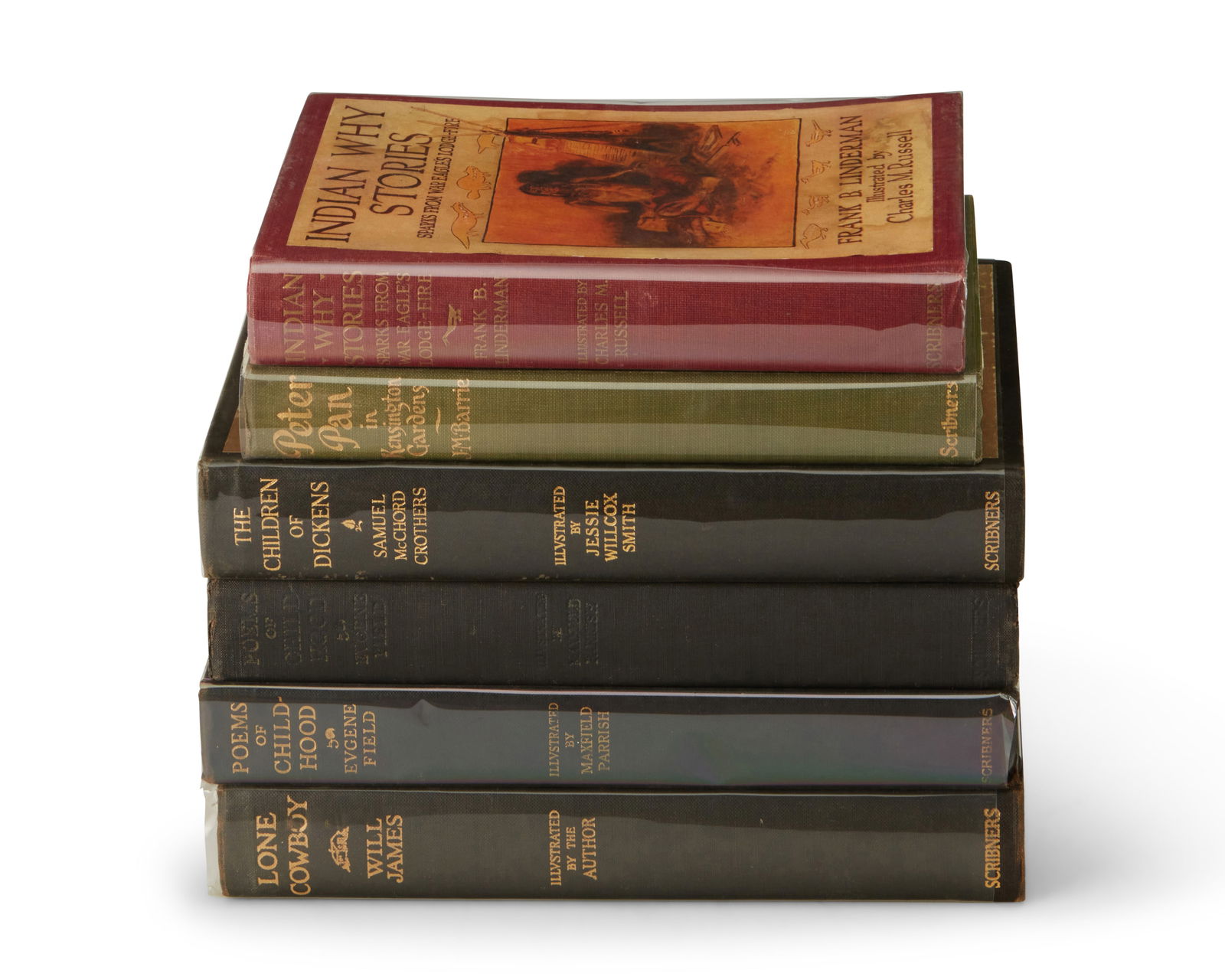 A group of Scribner's illustrated children's hardcover books: A group of Scribner's illustrated children's hardcover books1904-1932Six works:Field, Eugene. "Poems of Childhood." Illustrated by Maxfield Parrish. New York: Charles Scribner's Sons, 1904In