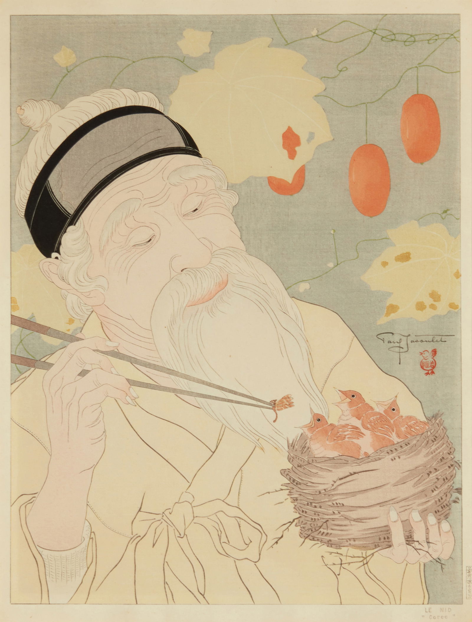 Paul Jacoulet (1902-1960), "Le Nid. Coree," 1941 (1 of 9)