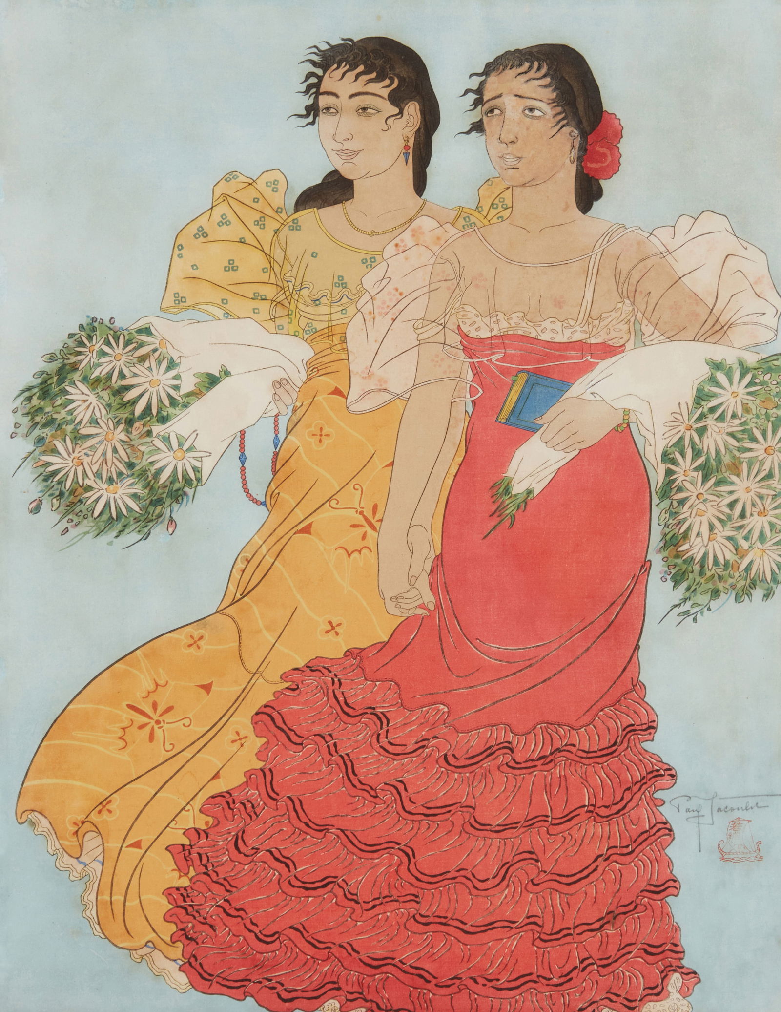 Paul Jacoulet (1902-1960), "Le Chemin a L'Eglise, Chamorros de Guam," 1939 (1 of 6)