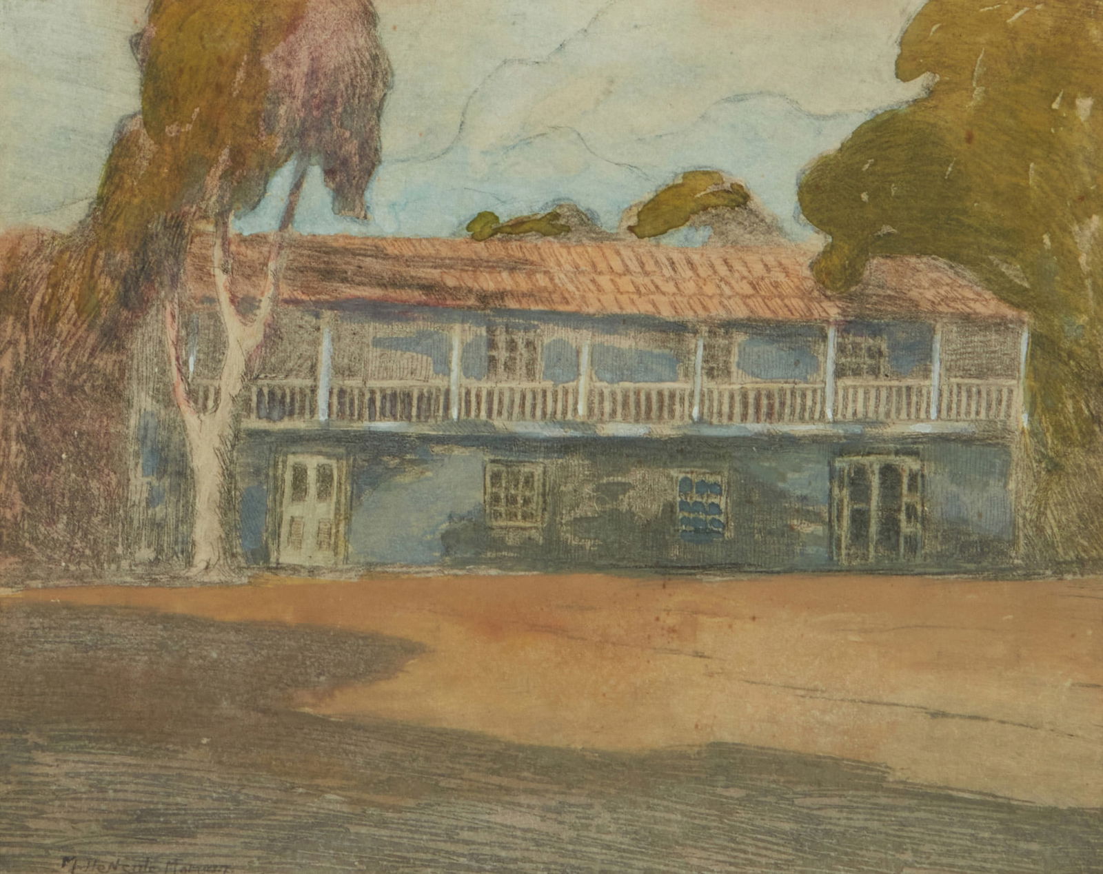 Mary DeNeale Morgan (1868-1948), "The Old Stockley Adobe, Monterey, California": Mary DeNeale Morgan(1868-1948)"The Old Stockley Adobe, Monterey, California"Watercolor and graphite on paperSigned in pencil lower left: M. DeNeale Morgan; titled in ink, in another hand, on
