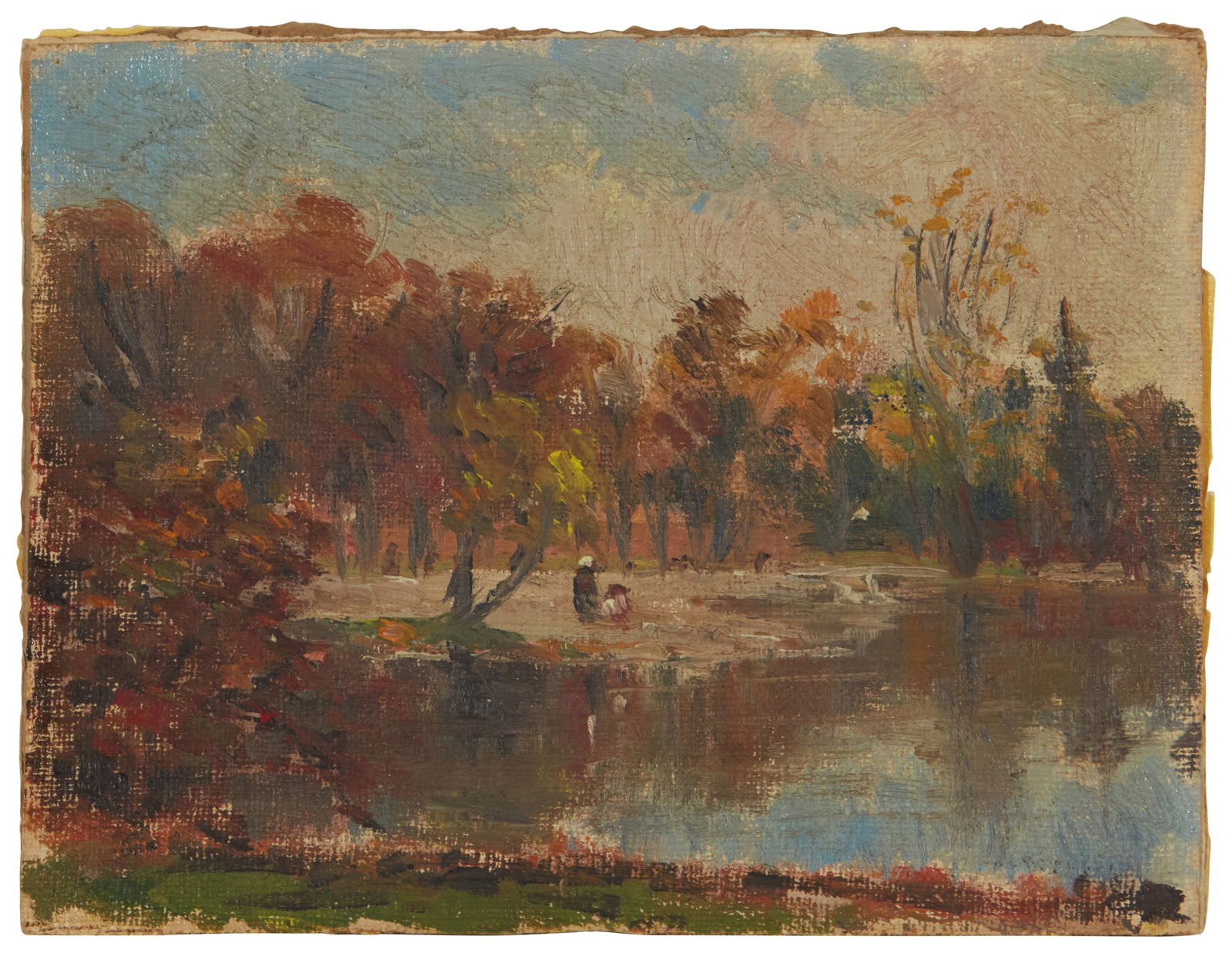 William Posey Silva (1859-1948), "Middle West": William Posey Silva(1859-1948)"Middle West"Oil on canvasUnsigned; titled and inscribed "M-W-9-A / 1263" verso; titled "Lake in the Midwest" and numbered again on the esta