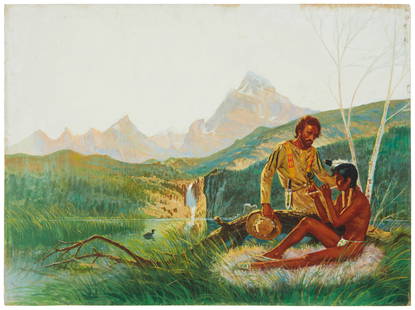 Robert Bonfils (b. 1922), Music in the mountains: Robert Bonfils (b. 1922) Music in the mountains Gouache on Strathmore board Signed in pencil lower right: R. Bonfils 18" H x 24" W