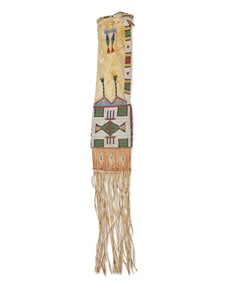 A Sioux beaded hide tobacco bag