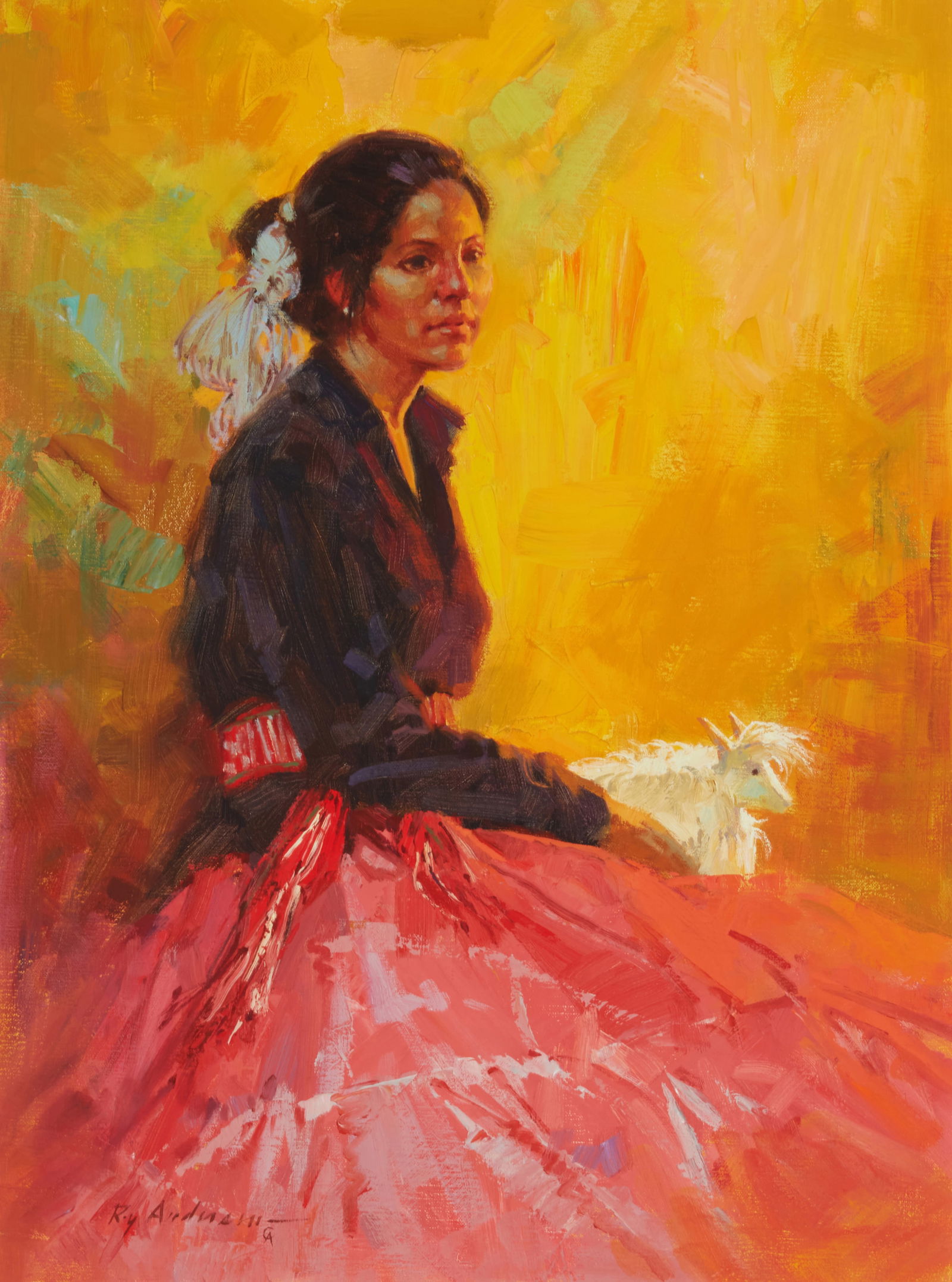 Roy Anderson (b. 1930), "The Little Toy Goat," 1991: Roy Anderson(b. 1930)"The Little Toy Goat," 1991Oil on canvasSigned lower left: Roy Anderson CA; titled on the frame plaque; dated by repute24" H x 18" W Provenance:Sold: Dan