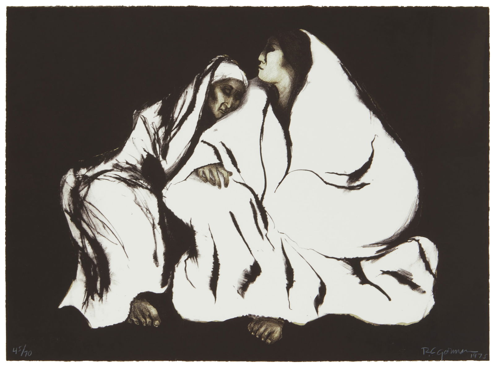 R.C. Gorman (1932-2005, Navajo/Dine), "Night," from the "Enigma Suite," 1975 (1 of 7)