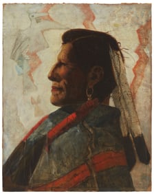 Hernando Gonzallo Villa (1881-1952), Portrait of a Native American Chief in profile