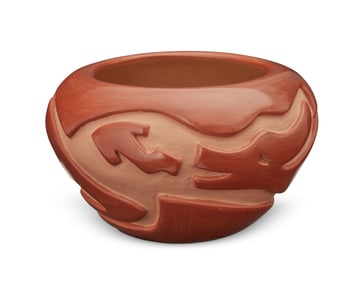 Douglas Tafoya (b. 1942, Santa Clara Pueblo), A redware pottery bowl, late 20th/early 21st century